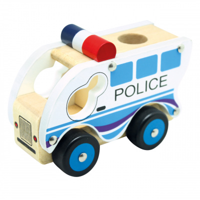 Bino Dřevěné auto Policie modrá