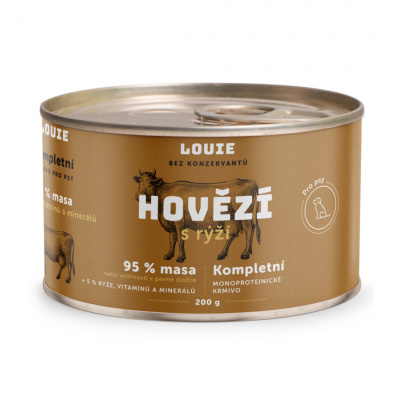 LOUIE konzerva pro psy - Hovězí s rýží 200g