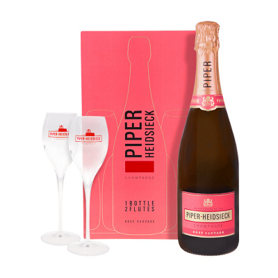 Piper-Heidsieck 0,75l 12% Rosé Sauvage Champagne, AOC, brut + 2 glasses GB