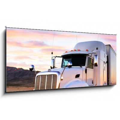 WEBLUX Obraz 1D panorama - 120 x 50 cm - Truck and highway at sunset - transportation background