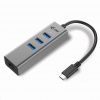 i-tec USB-C Metal 3-portový HUB s Gigabit Ethernet adapterem - C31METALG3HUB