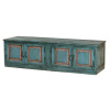 Sanu Babu Nízká skříňka z teakového dřeva, tyrkysová patina, 185x57x53cm