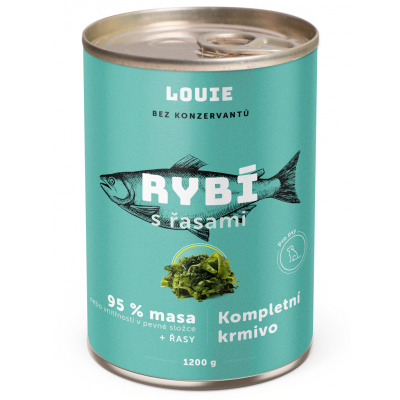 LOUIE konzerva pro psy - Rybí s řasami 1200 g