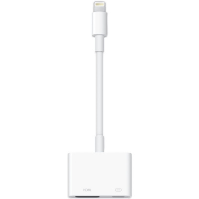 Adaptér Apple Lightning Digital AV Adaptér, Lightning na HDMI/Lightning, pro iPhone 5/5c/5s/6/6Plus, iPad s Retina displejem/mini/mini 2/Air/Air 2/mini 3, iPod touch 5th generace, bílý MD826ZM/A