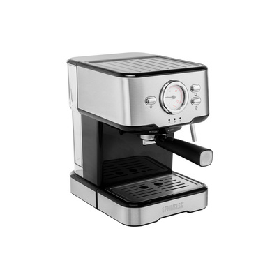 Princess 01.249412.01.001 kapslový kávovar nerezová ocel, černá s tryskou pro napěnění mléka, s tlakovým mechanizmem, s funkcí filtrování kávy
