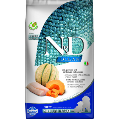 N&D (Farmina Pet Foods) N&D OCEAN DOG Puppy M/L Codfish & Pumpkin& Melon 2,5kg