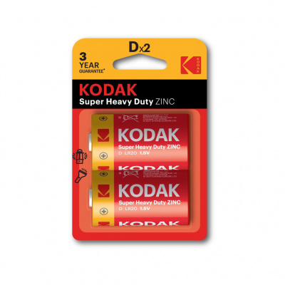 Kodak baterie Heavy Duty zinko-chloridová, D, 2 ks, blistr