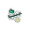 Zlatý Prsten Crivelli se Smaragdy, Žlutým Diamantem a Bílými Diamanty cg90064
