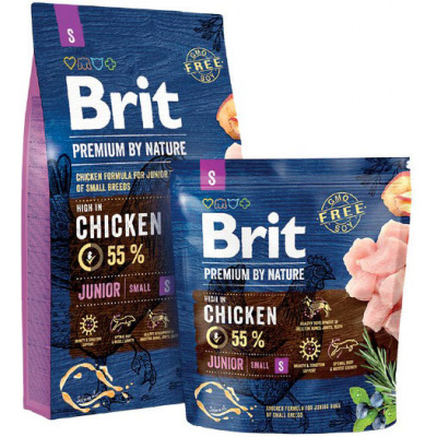 Brit Premium by Nature Junior S 8kg (Pro mladé psy (1-12měsíců) malých plemen (do 10kg). Vhodné i pro březí a kojící feny. Kuřecí.)