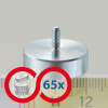 Magnetická čočka se stopkou pr. 20 x výška 6 mm s vnějším závitem M3, délka závitu 7 mm - VELKOOBCHODNÍ BALENÍ – SADA 65 ks 27009.S