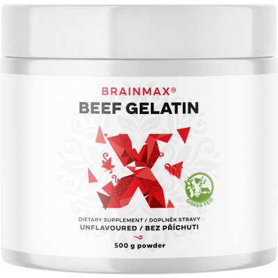 BrainMax Beef Gelatin, Grass-fed hovězí želatina, 500 g Certifikovaná Grass-fed hovězí želatina pro zdraví kloubů a pokožky, doplněk stravy