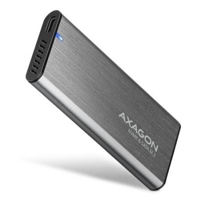 AXAGON EEM2-SG2, USB-C 3.2 Gen 2 - M.2 NVMe & SATA SSD kovový RAW box, bezšroubkový, stříbrný | EEM2-SG2