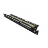Patch panel Solarix SX24L-6-UTP-BK-N UTP cat.6 24p. 1U,vyvazovací lišta, černý