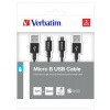Verbatim Micro USB kabel 100cm + 30cm, SYNC + CHARGE černý