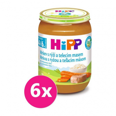 6x HiPP BIO zelenina s těstovinami a se šunkou 190 g