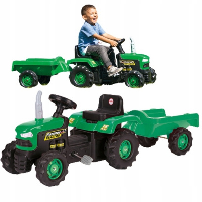 DOLU traktor šlapací s vlečkou zelený