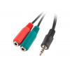 LANBERG adaptér Minijack 3.5mm (M) 4pin na 2x Minijack 3.5mm (F) 3pin kabel 20cm, černý