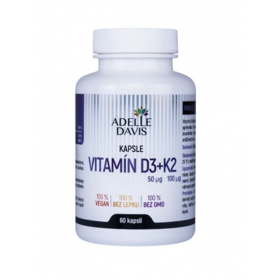 Adelle Davis Vitamín D3 50 mcg + K2 100 mcg 60 kapslí