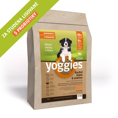 Yoggies MINI granule pro psy lisované za studena s probiotiky Active Kachní maso a zvěřina 2kg