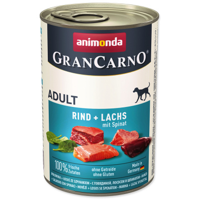 Konzerva Animonda Gran Carno hovězí + losos + špenát 400g