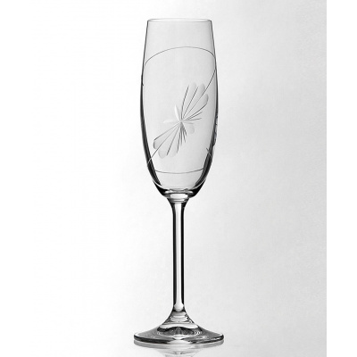 Bohemia Crystal - broušené skleničky na sekt Natálie Motýl (190 ml, 6 ks)