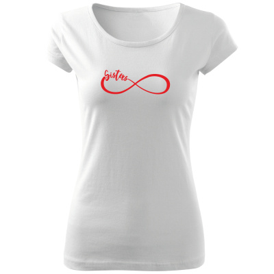 1 samostatné tričko INFINITY Sisters - Bílé + červená (vel. XS)