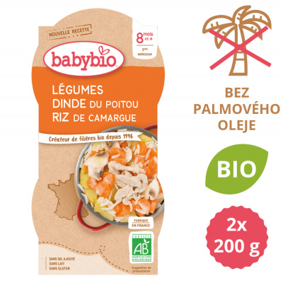 Baby Bio zelenina s krůtím masem a rýží 2 x 200 g