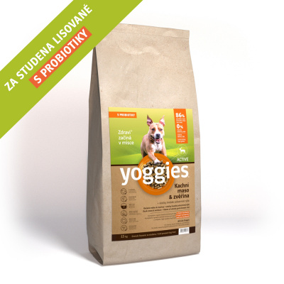 Yoggies granule pro psy lisované za studena s probiotiky Active Kachní maso a zvěřina 15kg