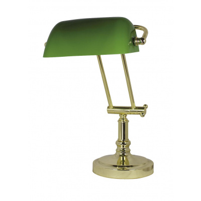 SEA Club Bankéřská lampa - zelené skleněné stínítko, 230V, E27, 60W, výška: 36/43cm 1292G
