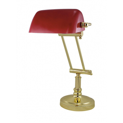 SEA Club Bankéřská lampa - červené skleněné stínítko, 230V, E27, 60W, výška: 36/43cm 1292R