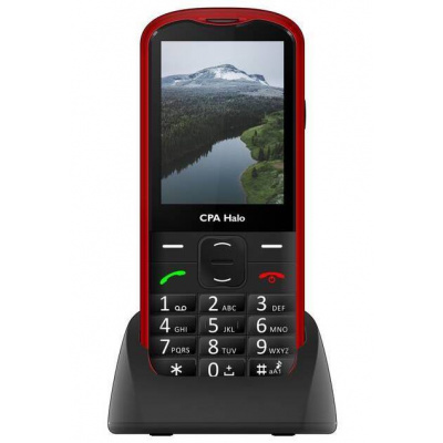 Mobilní telefon CPA Halo 18 Senior s nabíjecím stojánkem (TELMY1018RE) / 2,8" (7,1 cm) / 240 x 320 px / 900 mAh / FM rádio / červená