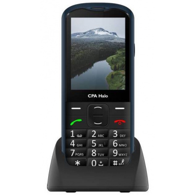 Mobilní telefon CPA Halo 18 Senior s nabíjecím stojánkem (TELMY1018BL) / 900 mAh / 320 x 240 px / 2,8" (7,1 cm) / 0,3 Mpx / modrá