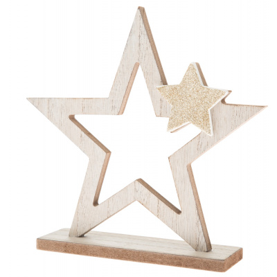Vánoční dekorace Dřevěná hvězda, 19 cm