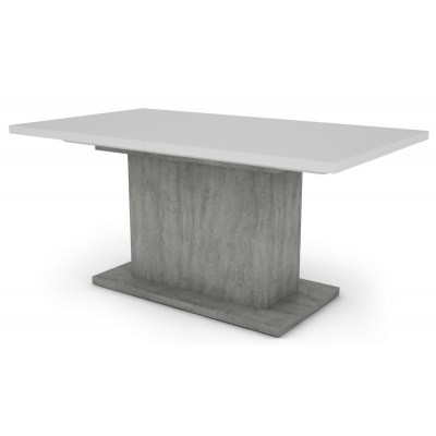 Asko Jídelní stůl Paulo 160x90 cm, bílý/beton, rozkládací