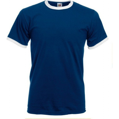 Fruit of the Loom Pánské tričko Ringer T s kontrastními lemy, 165 g/m Barva: modrá námořní - bílá, Velikost: L F159