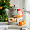 Vánoční konvička na čaj a kávu z keramiky s ohřívačem SOB 1 l