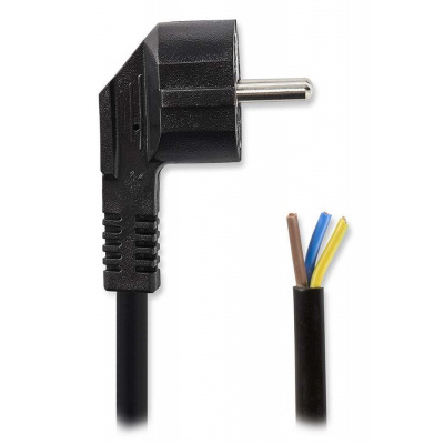 Nedis napájecí kabel 230V 1,8m Kabel, napájecí, 230V, úhlová zástrčka Schuko (typ F), otevřená trojlinka, 1,8m, černý CEGL11918BK