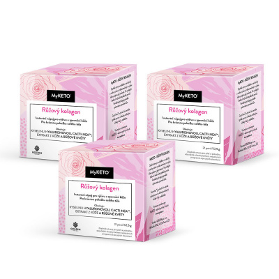 MyKETO 3 pack Růžový kolagen, péče o pleť (3×21 porcí) 157,5 g