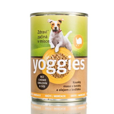 Yoggies krůtí konzerva pro psy s batáty a bodlákovým olejem Váha: 400 g