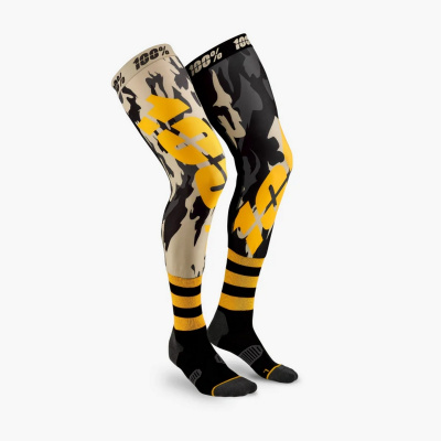 100%, vysoké ponožky pod ortézy Rev MX Knee Brace Assault, barva Camo/žlutá, velikost L/XL