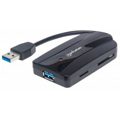 MANHATTAN SuperSpeed USB 3.0 Hub & čtečka karet, 3 porty 163590