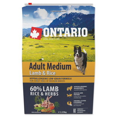 2ks ONTARIO Adult Medium Lamb & Rice 2,25kg