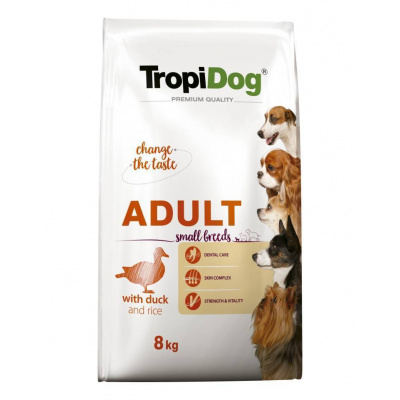 TROPIDOG Premium Adult Small Breeds s kachnou a rýží 8kg