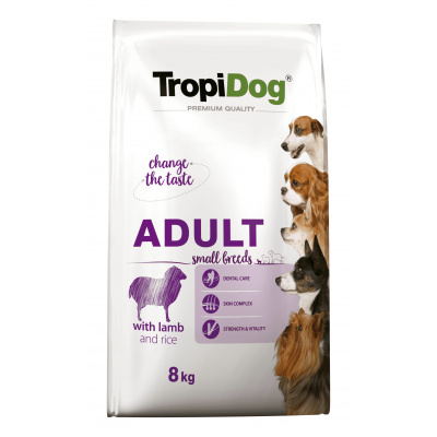 TROPIDOG Premium Adult Small Breeds s jehněčím a rýží 8kg