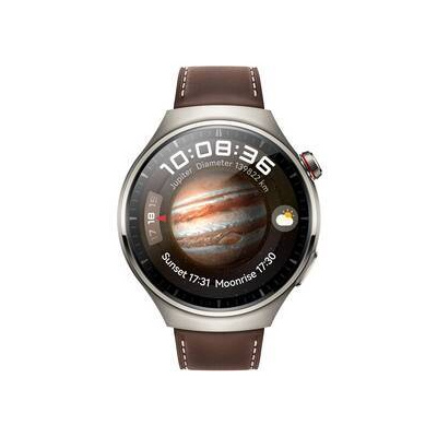 Chytré hodinky Huawei Watch 4 Pro (Classic) - Aerospace-Grade Titanium Alloy Case + Dark Brown Leather (55020AMG)