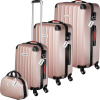 tectake 404986 cestovní kufry cleo s váhou na zavazadla – sada 4 ks - růžová - zlatá