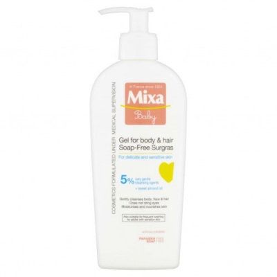 MIXA Baby extra vyživující mycí gel na tělo a vlásky, 250 ml - Vyživující mycí gel a šampon 2v1 pro děti