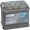 Autobaterie EXIDE Premium 47Ah, 12V, 450A, EA472 (Bezúdržbový Startovací akumulátor s kapalným elektrolytem)