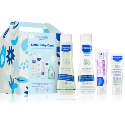 Mustela Bébé tělový a vlasový mycí gel pro děti 200 ml + jemný šampon pro děti od narození 200 ml + krém proti opruzeninám 50 ml + hydratační krém na obličej pro děti od narození 40 ml