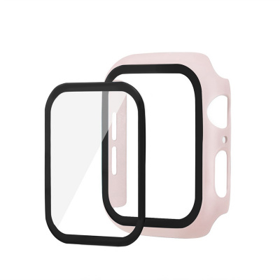 AppleMix Tvrzené sklo + matný rámeček pro Apple Watch 44mm Series 4 / 5 / 6 / SE - růžový